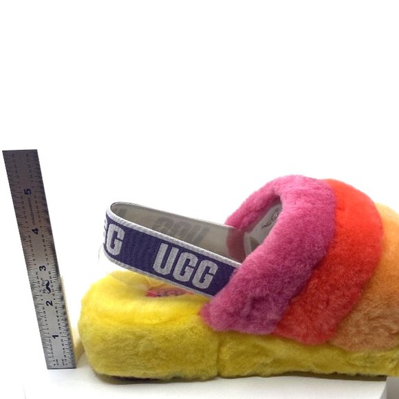 UGG Fluff Yeah Slide - UggPride Rainbow Yellow, US Women's 9 - Picture 5 of 11